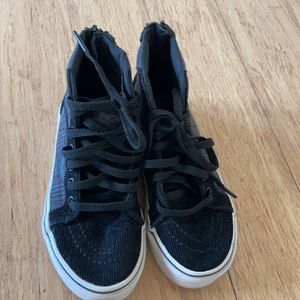 Vans hi Sk8 plaid with black cord. Boys size 12